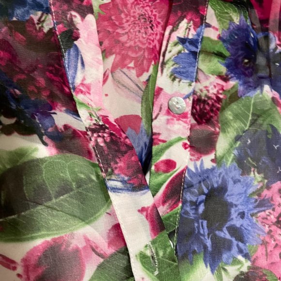 STYLEWE ELENYUN Semi sheer Multicolor Floral Silk Midi Dress with Ivory slip XL - Picture 6 of 16